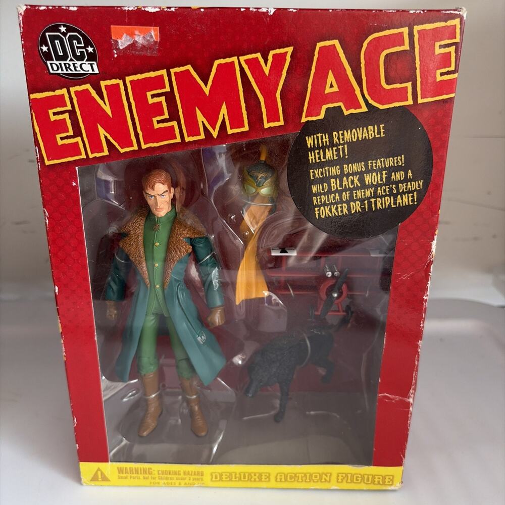 DC Direct Enemy Ace Deluxe Action Figure Removable Helmet, Triplane & Wolf NEW